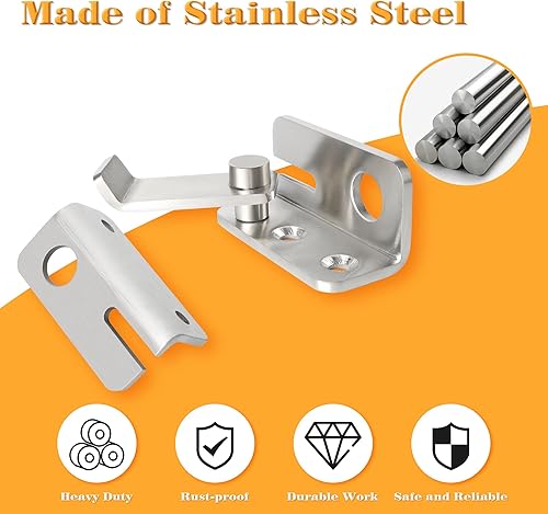 Miniatura 3 de Alise Pestillo abatible, pestillos de puerta deslizante, cerrojo de seguridad para gabinete de granero, jaula de mascotas, valla de madera, baño,