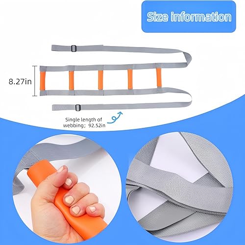 Miniatura 2 de Asistencia de escalera de cama con agarres de mango suave, dispositivo de asistencia con correa de asa, elevador de longitud ajustable, asistente