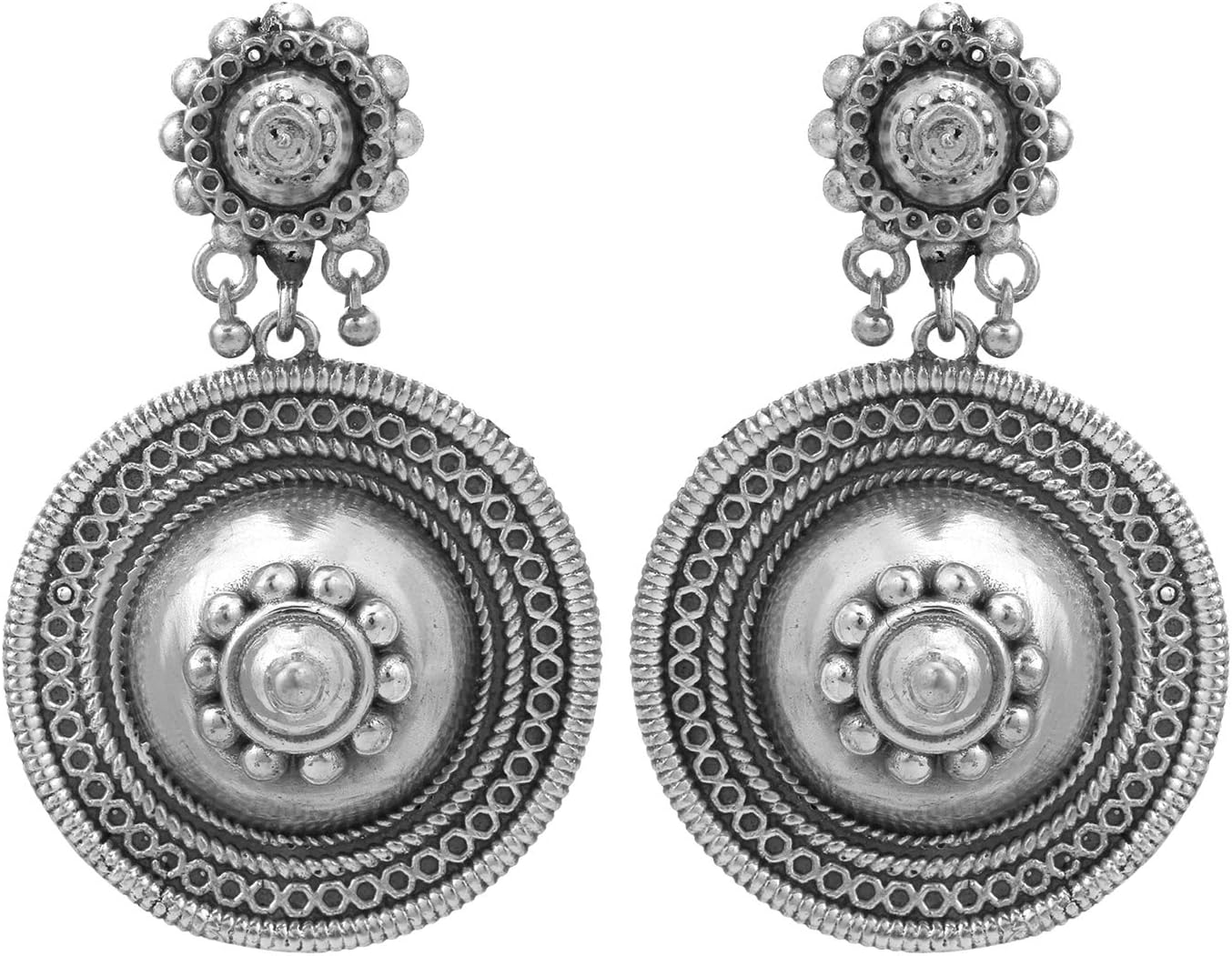 Aheli Pleasing Oxidized Dangle Earrings Indian Vintage Boho Wedding Ethnic Fashion Jewelry Gift for Women