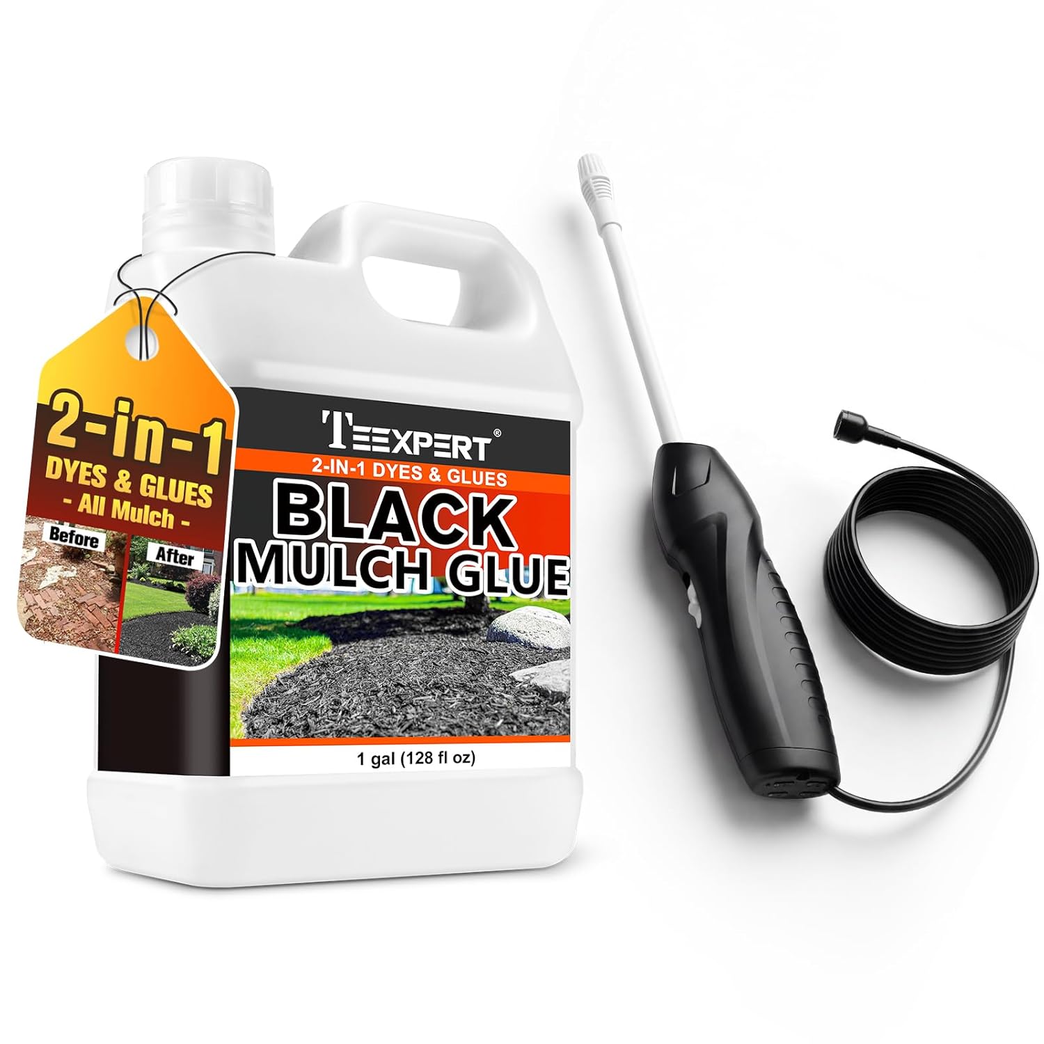 Teexpert Black Mulch Glue 1 Gal Concentrated with Electric Sprayer Bundle