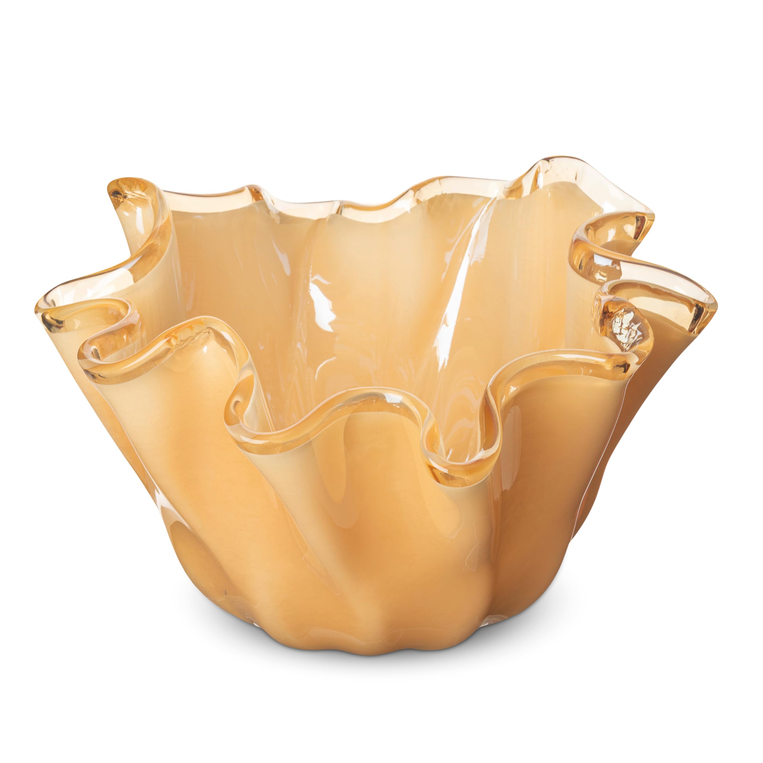 MurArt Centrotavola Fazzoletto in Vetro di Murano Oro Piegato a Mano Libera Artigianale Fatto a Mano Design Elegante Decorazione Tavola Arredo Casa