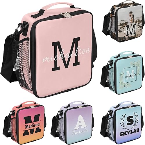 Lonchera personalizada con nombre para niñas, niños, mujeres, adolescentes, regalo para picnic, trabajo, viajes, día de la madre del padre
