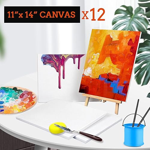 Miniatura 59 de ESRICH Lienzos de pintura de 11 x 14 pulgadas, paquete de 24 lienzos blancos en blanco para pintar, lienzos de pintura de algodón para óleo