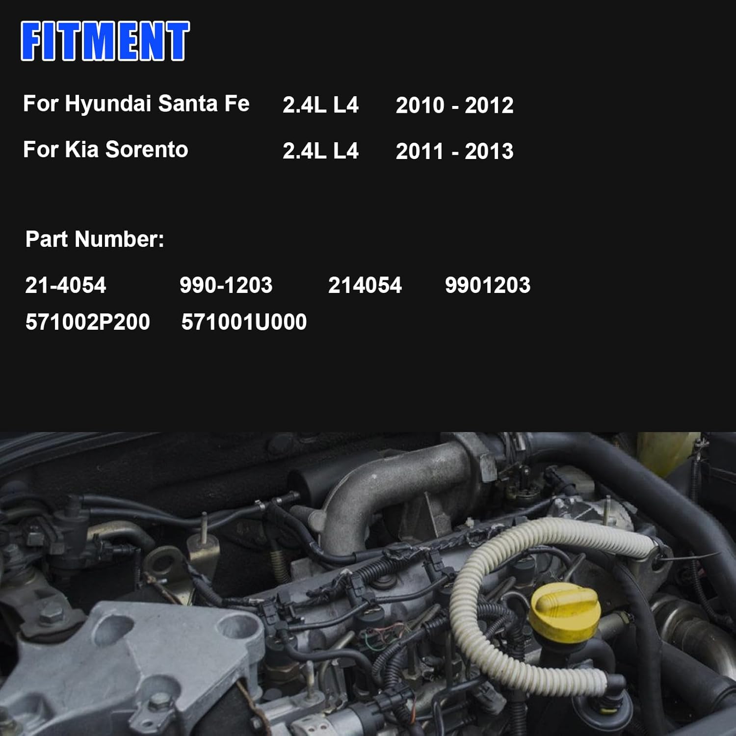 571001U000 Power Steering Pump with Pulley, For Kia Sorento 2.4L 2011-2013, For Hyundai Santa Fe 2.4L 2010-2012, Replace: 571002P200