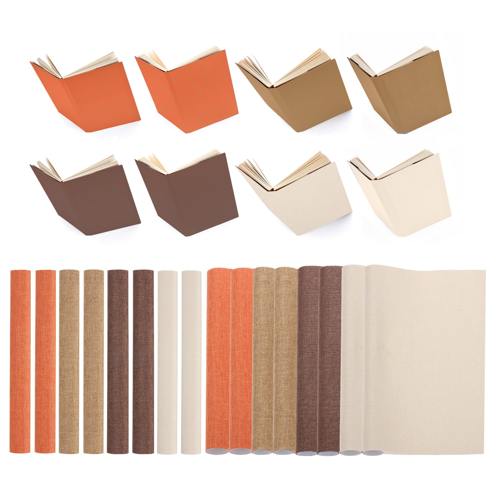 PATIKIL 14x10" Bookbinding Cloth - 8Pcs Book Cover Repair Material for Arts, Sewing, DIY Craft - Dark Brown, Brown, Orange, Beige