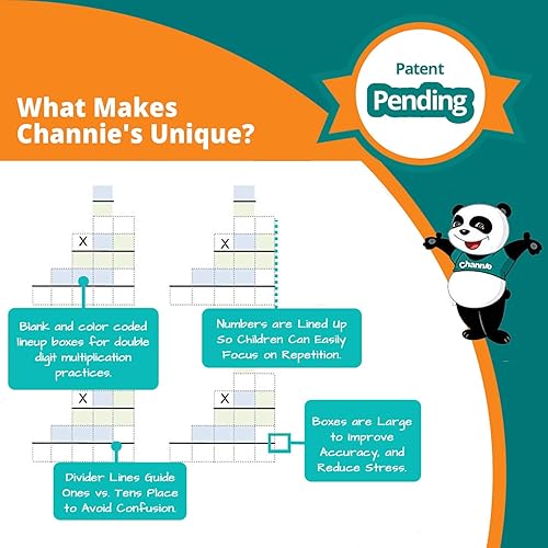 Miniatura 5 de Channie's Plantilla en blanco para práctica de matemáticas de multiplicación de doble dígito de una página al día, 250 páginas sueltas resma, grados
