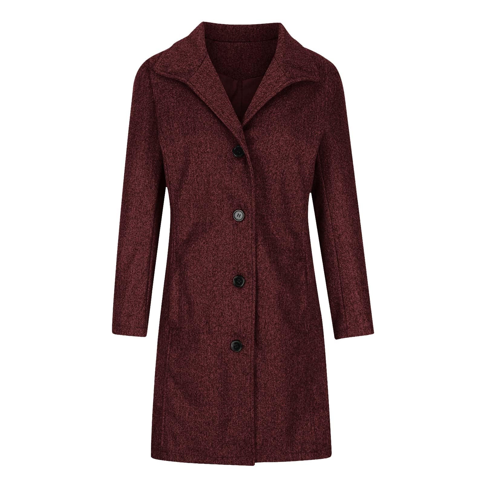 Abrigo de lana para mujer, chaqueta larga de invierno, elegante, monocolor, gabardina, manga larga, cuello de solapa, chaqueta gruesa y cálida, cortavientos, con cinturón ajustable, holgado, abrigo de