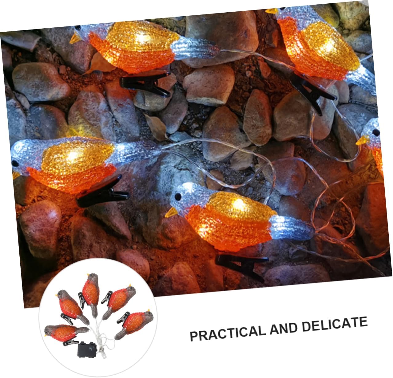 Vaguelly 1Pc Bird Figurine LED Light String Outdoor Landscape Decoration for Garden Patio and Energy Saving Design for Use