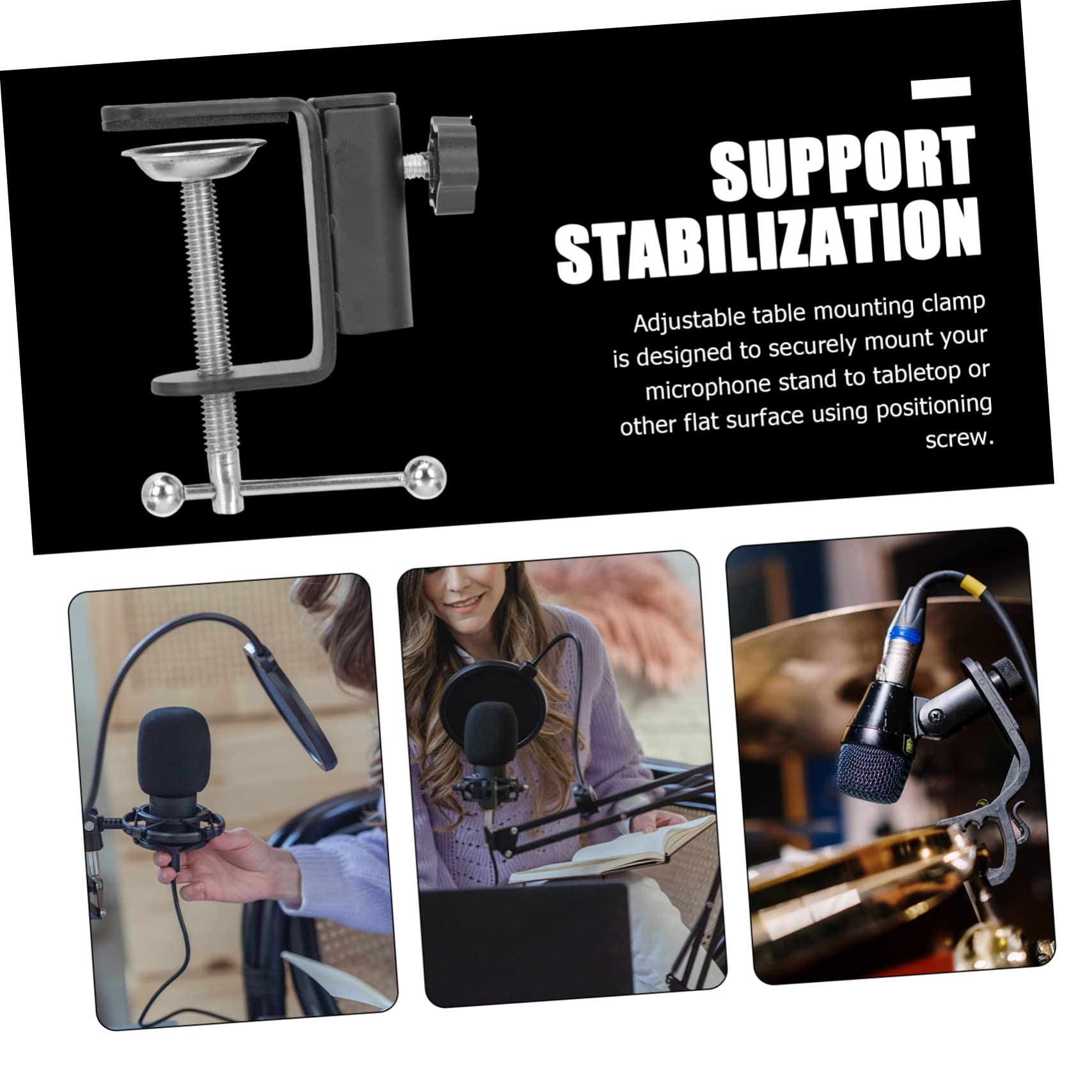 ifundom Microphone Holder Base Table Mount Clamp for Broadcasting Home Use Scratch Resistant Design Ergonomic Handles Non Slip Support