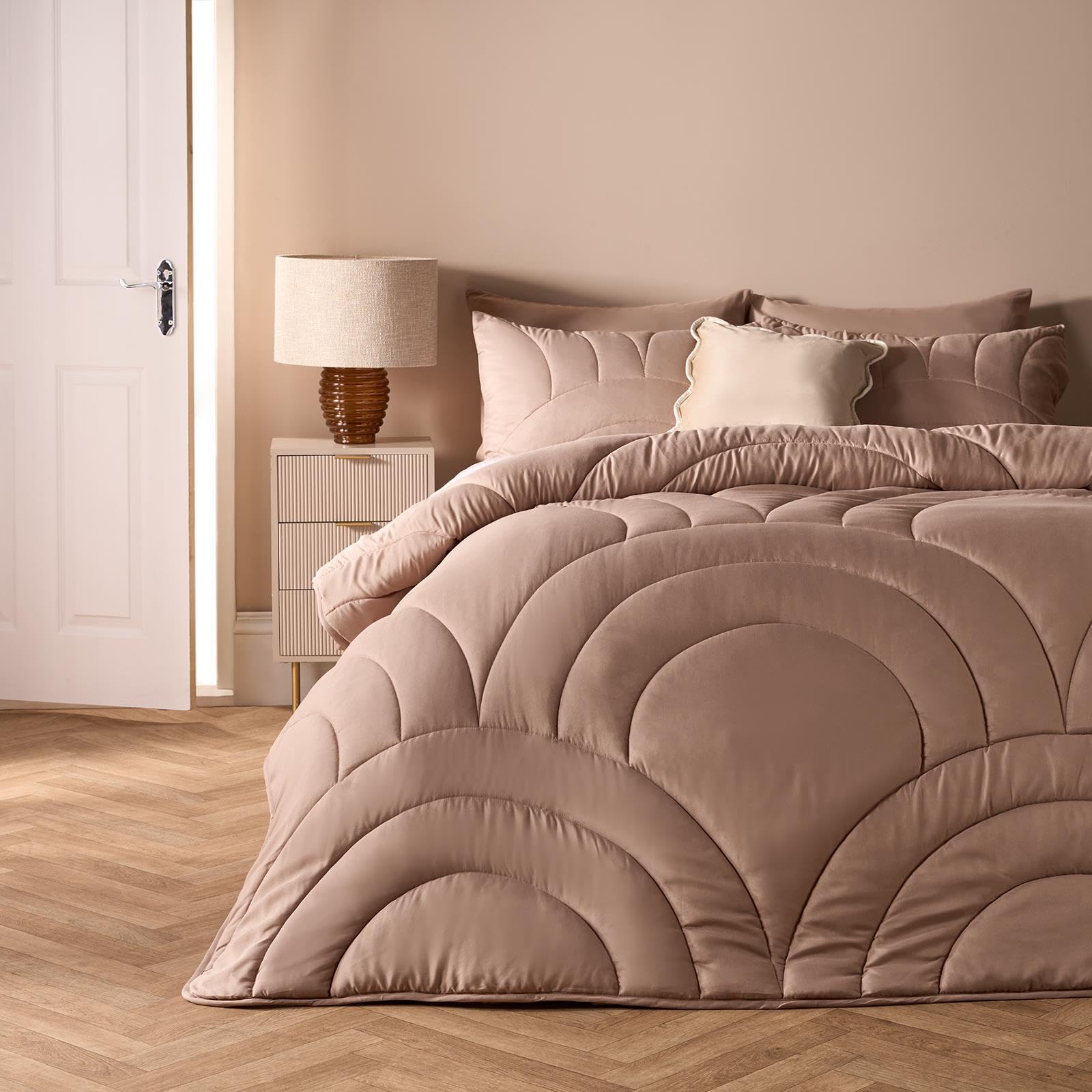 Ohs Natural Coverless Duvet Double 7.5 Tog, Soft Warm Microfibre Arches Quilted Comfortable Coverless Duvet Summer Camping Blanket Washable Quilt Double Duvets With Pillowcases,