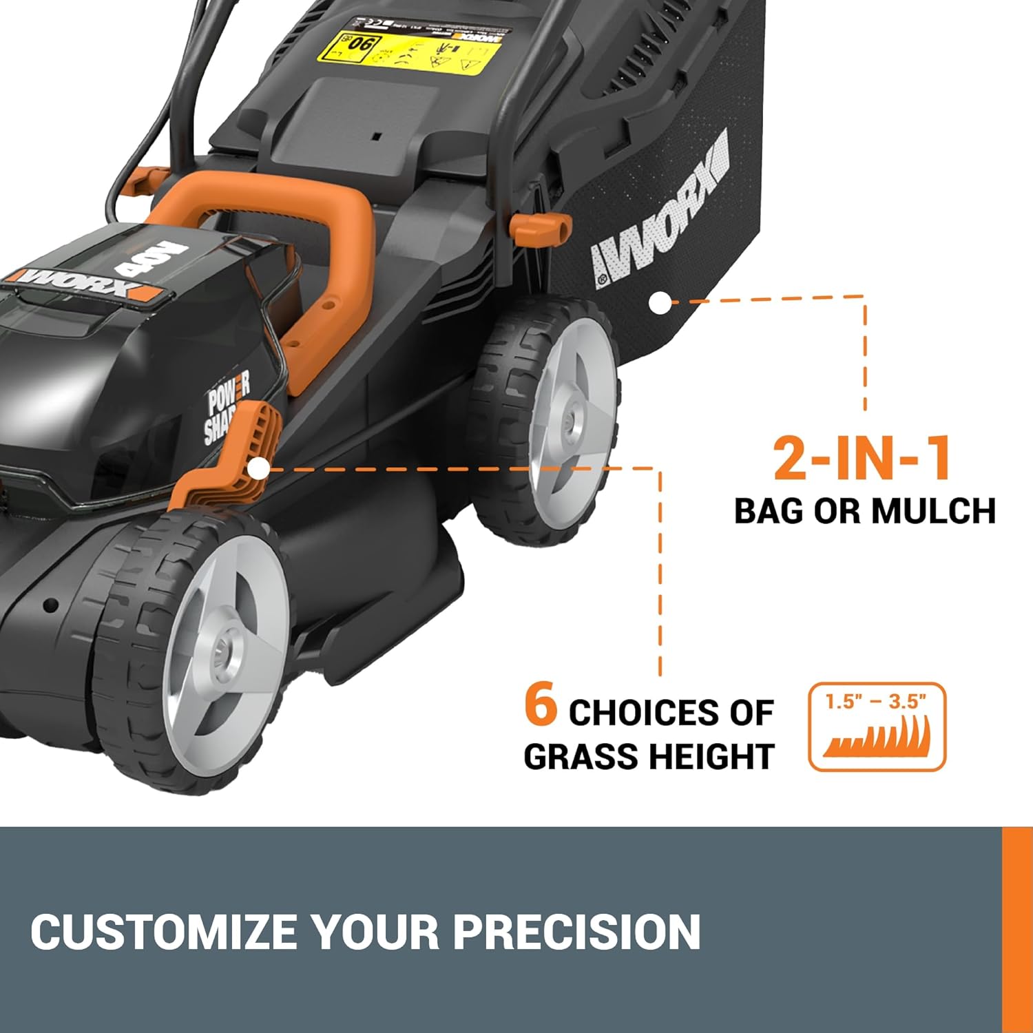 WORX 40V 14" Cordless Lawn Mower and 20V 12" Cordless String Trimmer Combo for Lawn Care, 2 Batteries & Charger Included
