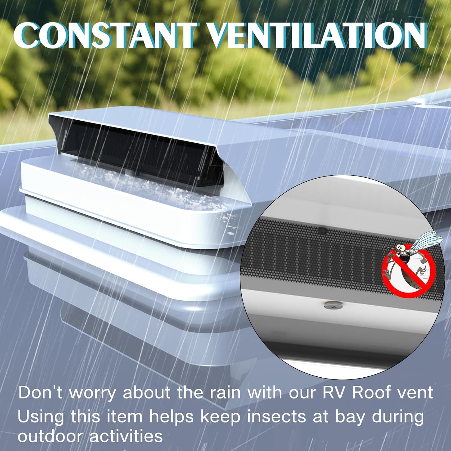14 Inch Universal RV Roof Vent for Trailer, Camper, Motorhome, 14x14 Replacement RV Vent Covers for Roof, Upgrade continuous ventilation Trailer Roof vent Cover replacement(14" x 14" White)