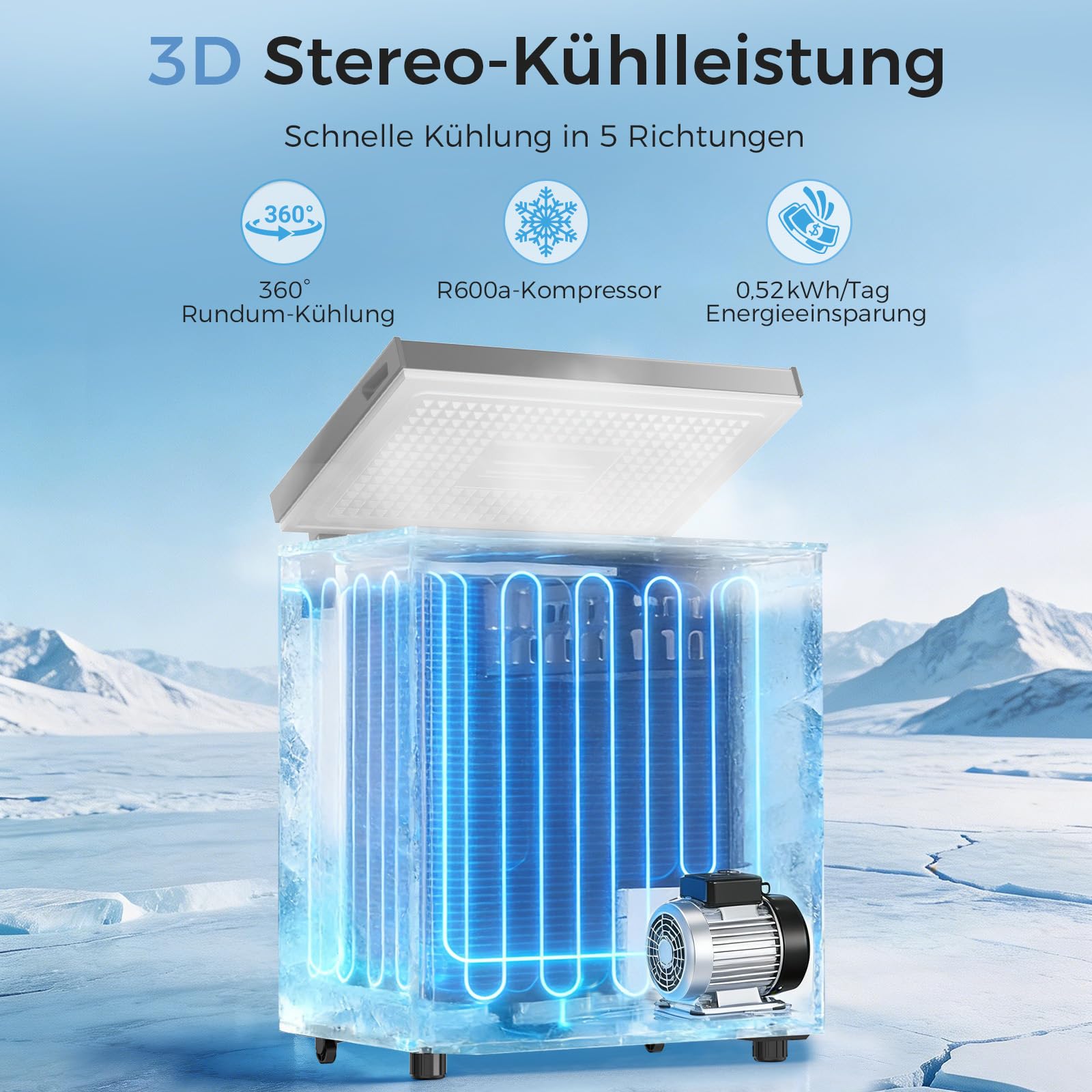 YASHE Gefriertruhe 150L, freistehende Tiefkühltruhe, Silber | 2 herausnehmbare Körbe • Einstellbare Temperatur • 45 dB leise • Ideal für Küche, Wohnung und Garage