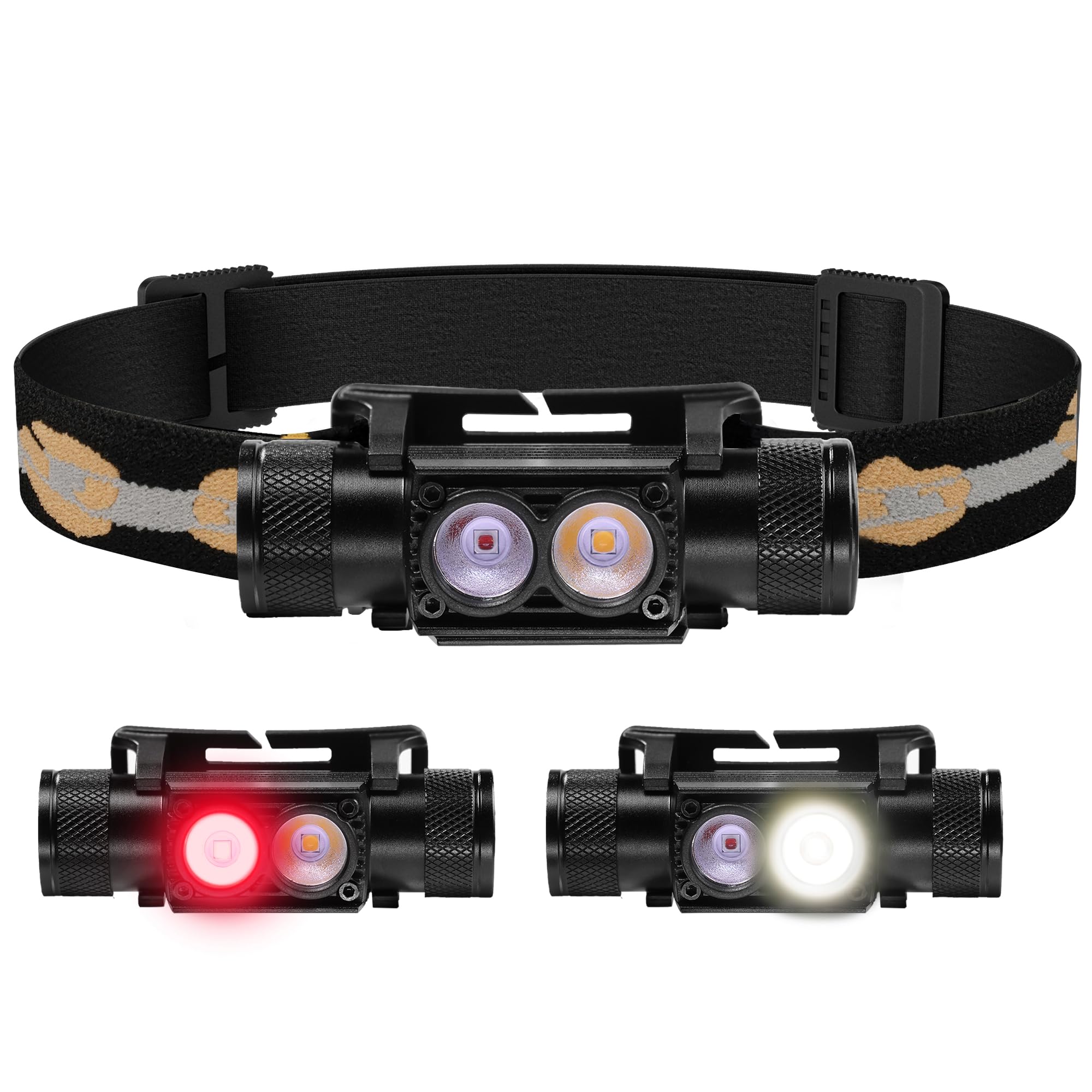 Sofirn D25LR/H25LR LED Headlamp with 660nm Red Light, 90 High CRI Rechargeable Headlight USB C, IPX6 Waterproof & Lightweight for Jogging, Fishing, Hunting