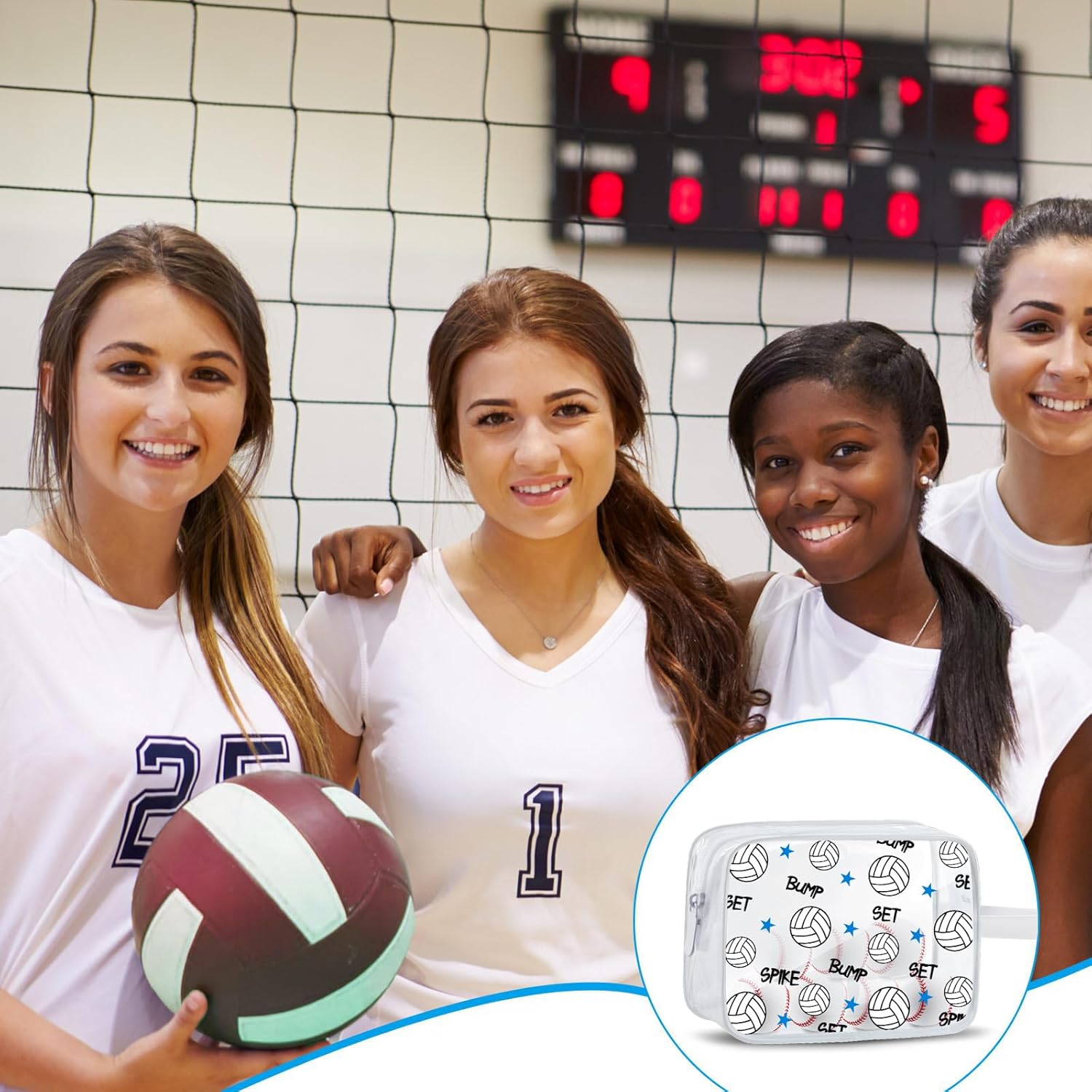Lebaley 16PCS Volleyball Team Gifts Cosmetics Bag - PVC Clear Portable Makeup Bags Organizer 7 x 5.5 x 1.7 '' Waterproof Sport Zippered Toiletry Carry Pouch for Volleyball Coach Travel Party Supplies - Image 7