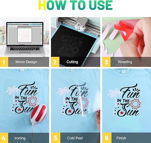 Miniatura 4 de HTVRONT- Rollos de vinilo termotransferible (HTV) color blanco y rojo, 12 pulg x 8 pies por rollo pplanchar, pcamisetas, pCricut y Cameo - Fácil de