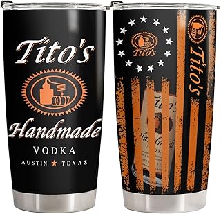Vodka Inspired Tumbler – Stainless Steel Insulated Travel Mug with Lid, Black Bar Style Cup Gift for Vodka Lovers, Alcohol Drinkware for Men and Women