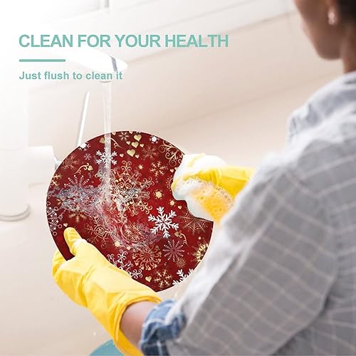 Miniatura 6 de Bagea-Ka Tabla de cortar de vidrio templado con diseño navideño de copo de nieve de invierno, 8 pulgadas, redonda para cocina, decorativa, pequeña