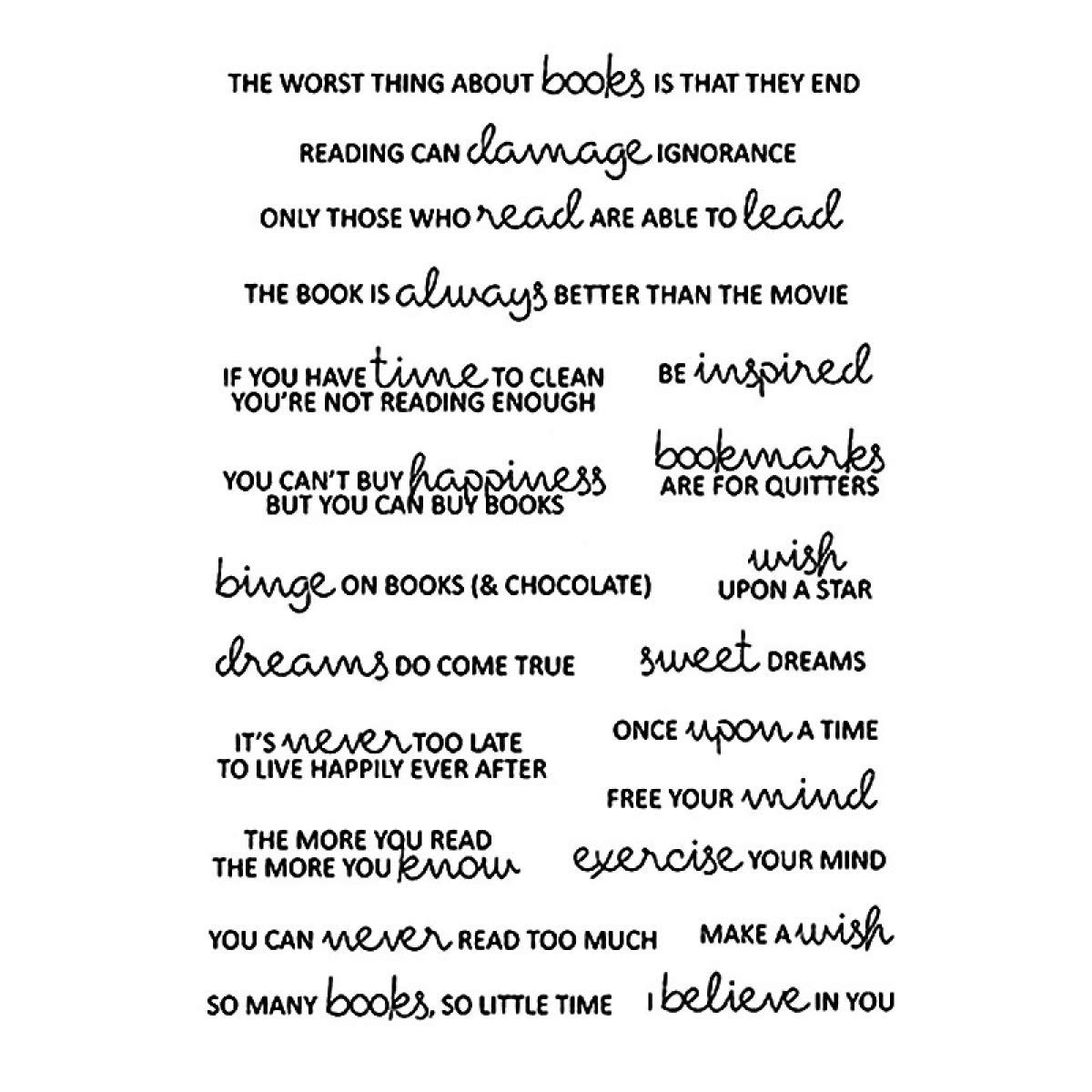 Book Thematic Poetic Phrase Sentiments Greeting Words Transparent Silicone Durable DIY Clear Stamps New Stamp for Card Making and Scrapbooking Handmade Craft Paper Craft Photo Album Decor DIY Seal