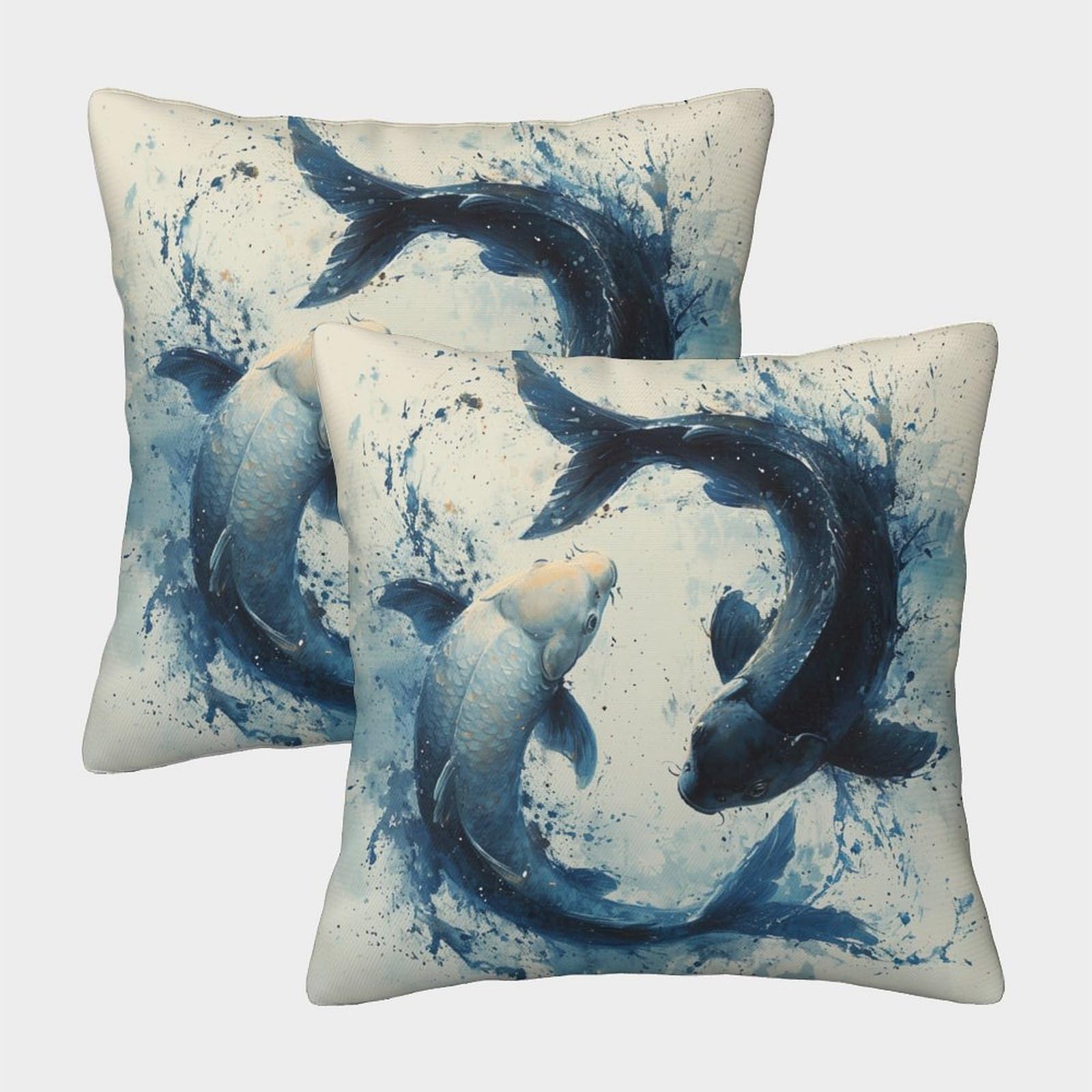 RNDKAUUIE Koi Carp Cushion Covers Pillow Cases Throw Pillow Covers Square Pillow Cover Soft koi Pillowcases for Sofa Bed Garden Patio Home Decor Set of 2 45x45cm — image 1