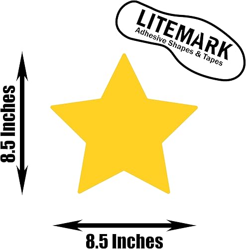 Miniatura 2 de LiteMark Calcomanías de estrella amarillas extraíbles con acabado mate de 8.5 pulgadas  Ideal para suelos, techos, paredes, portátiles y la mayoría