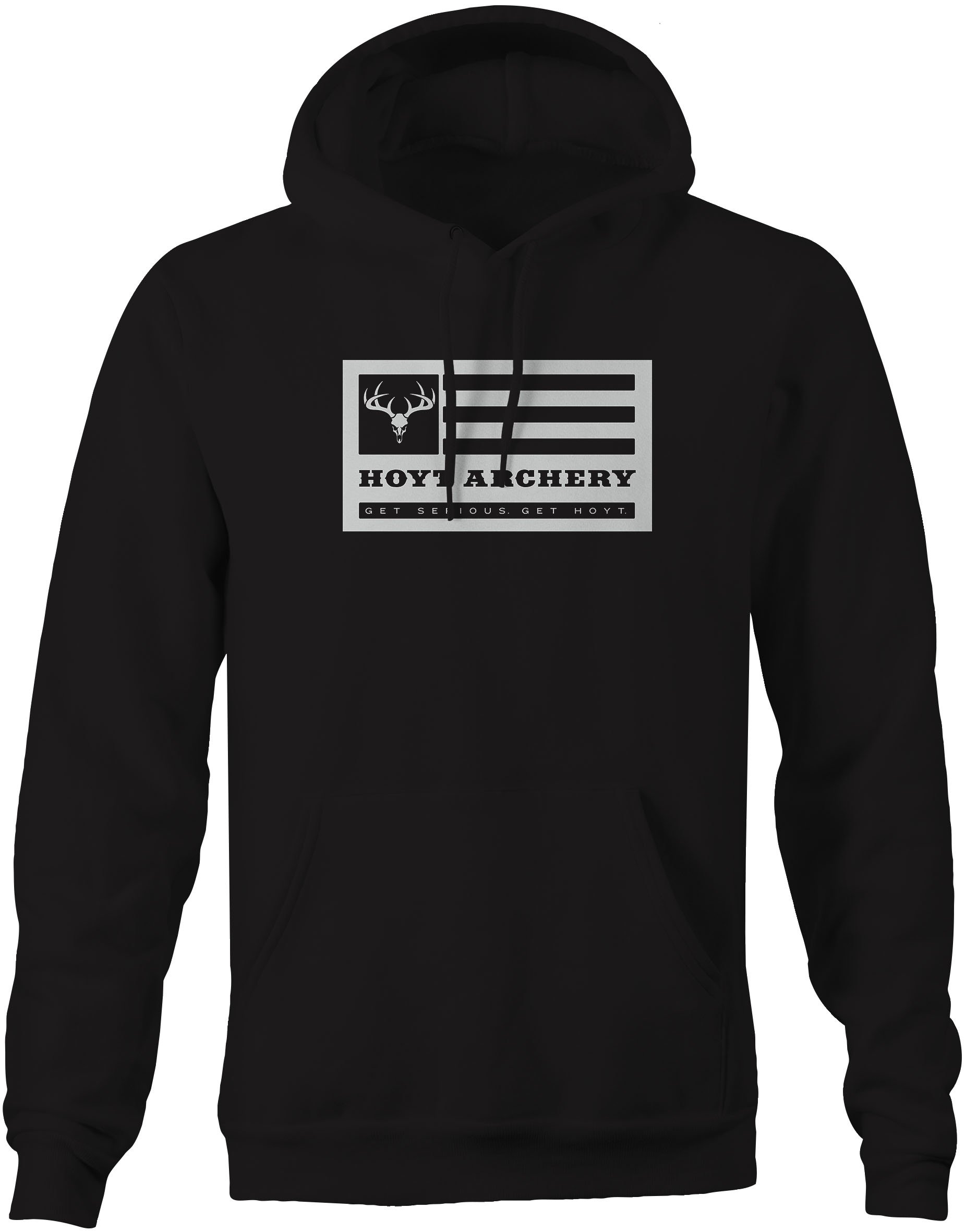 Hoyt Archery Deer Flag Get Serious Bow Hunting Hoodies for Men Black