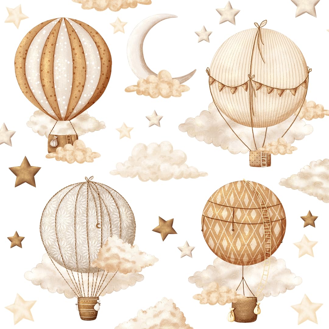 Pegatinas de Pared para Decorar Habitaciones Infantiles – Vinilos para Habitación de Bebé – 30 pegatinas individuales: marrón, beige y globos