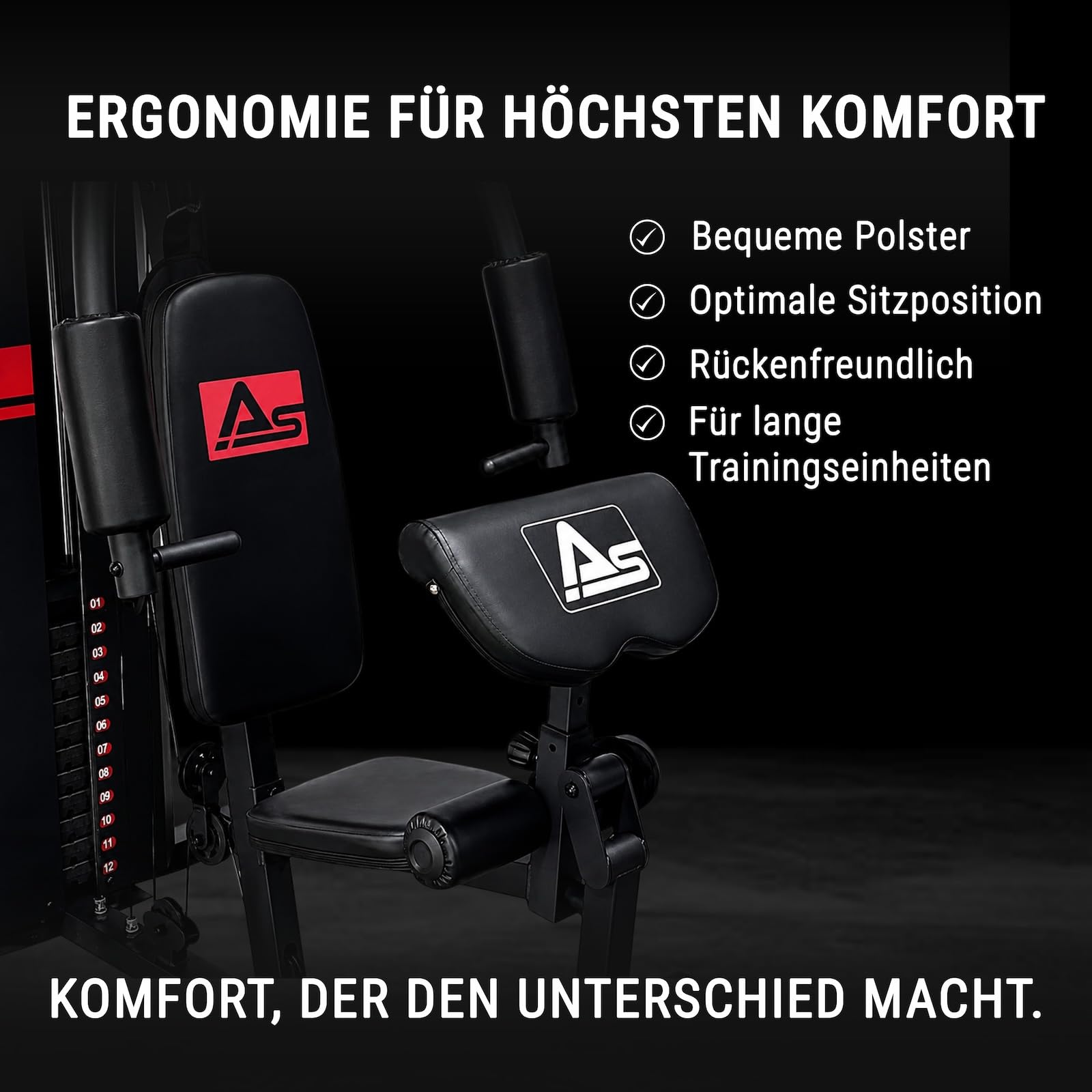 AsVIVA MG5 Pro Kraftstation – Home Gym Multigym mit 73 kg Gewichtsblock, Kabelzugstation, Latzugstation, Butterfly, Beintraining, Ganzkörpertrainer bis 130 kg