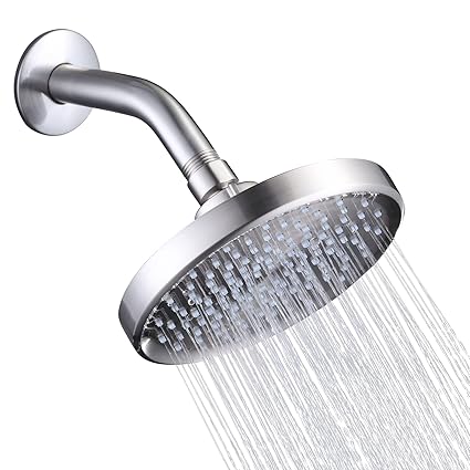 Shower Head High Pressure Rain Fixed Shower head Brushed Nickel with Adjustable Swivel Ball Joint - Relaxed Shower Experience at Water Flow 1.8 GPM