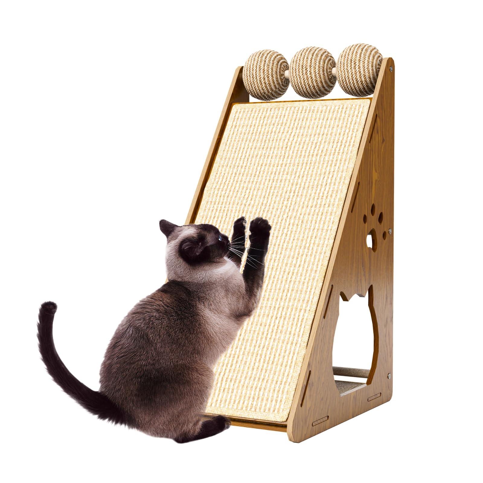 Rascador para gatos de 60 cm de alto | Rascador de cartón, con pelota de juego, cuerda de yute y cartón ondulado, fácil de montar