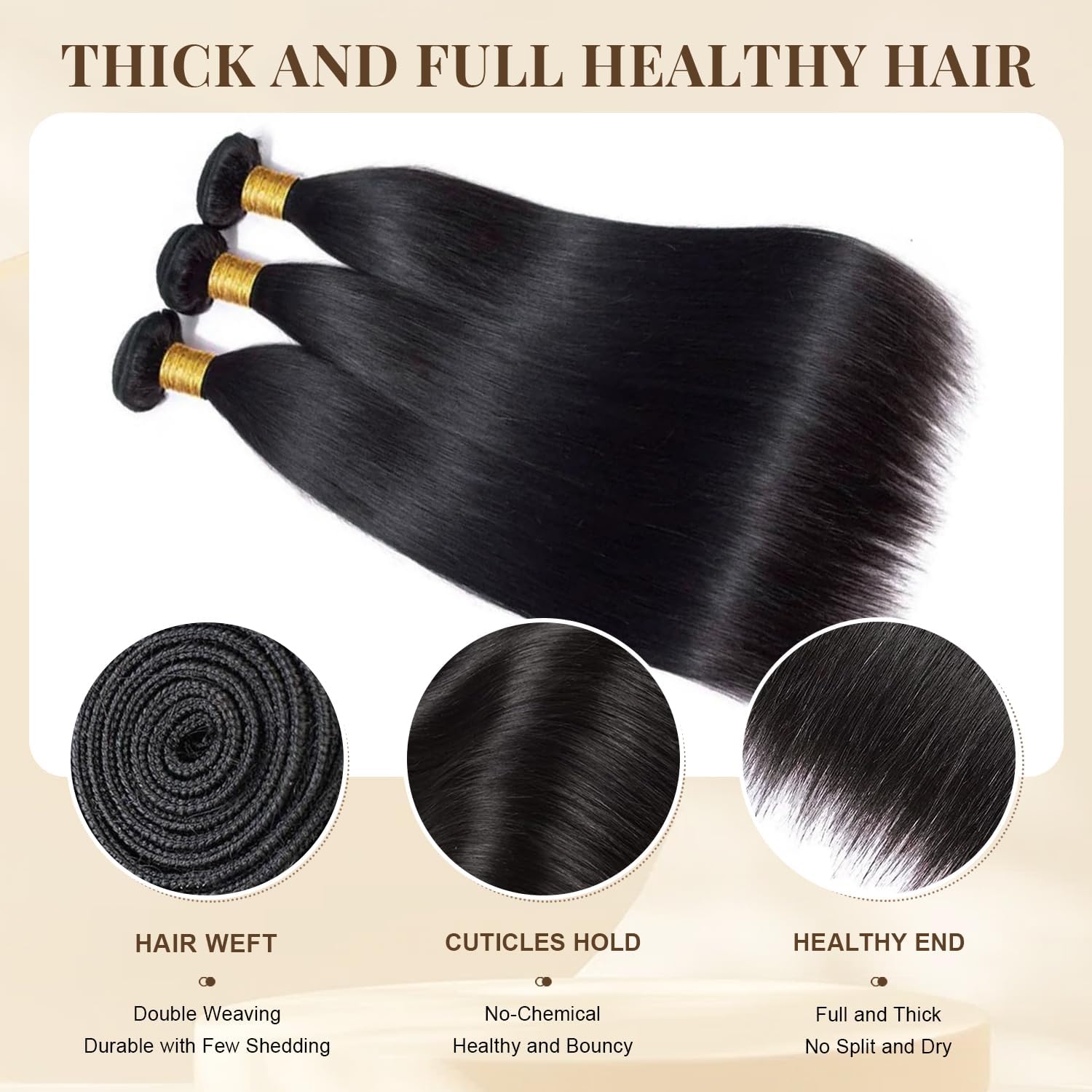 Straight Human Hair Bundles 26 28 30 Inch 12A Brazilian 3 Bundles Deals Human Hair 100% Unprocessed Virgin Hair Double Machin Weft for Black Women Natural Black Color Hair Extensions