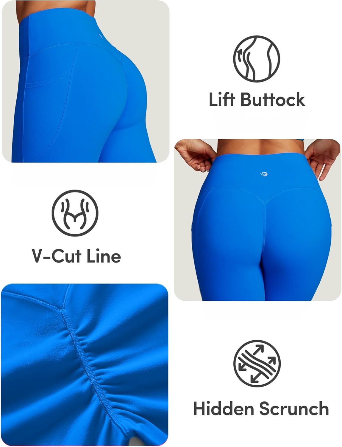 IUGA Invisible Scrunch Butt Lifting Leggings for Women No Front Seam Gym Leggings with Pockets Yoga Pants Tummy Control - Image 4