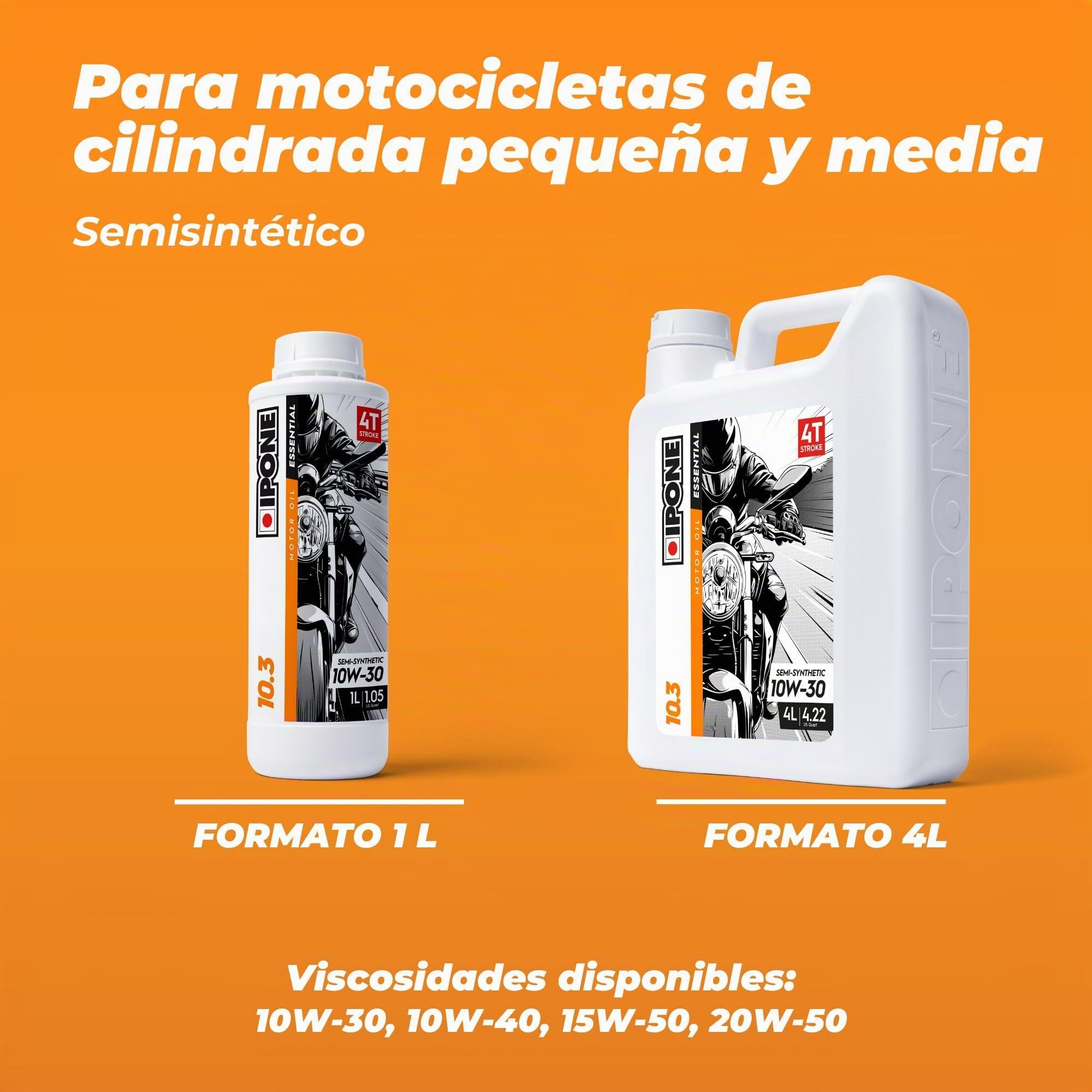 IPONE - Aceite Moto 4 Tiempos 15W50 15.5-4L - Semisintético - Protección del Motor - Lubricación Óptima