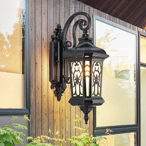 Miniatura 5 de KNOBCO Lámpara de pared al aire libre retro estilo chino IP55 impermeable aplique de pared E27 Die Cast aluminio lámpara de pantalla linterna de