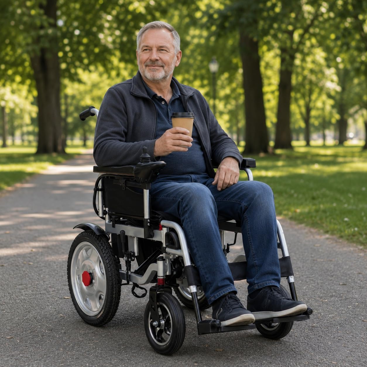 Silla de ruedas eléctrica, acero, plegable, 12 Ah, batt hasta 150 kg, silla de ruedas eléctrica de 46 cm de ancho del asiento, motor 2 x 250 W, modelo J27