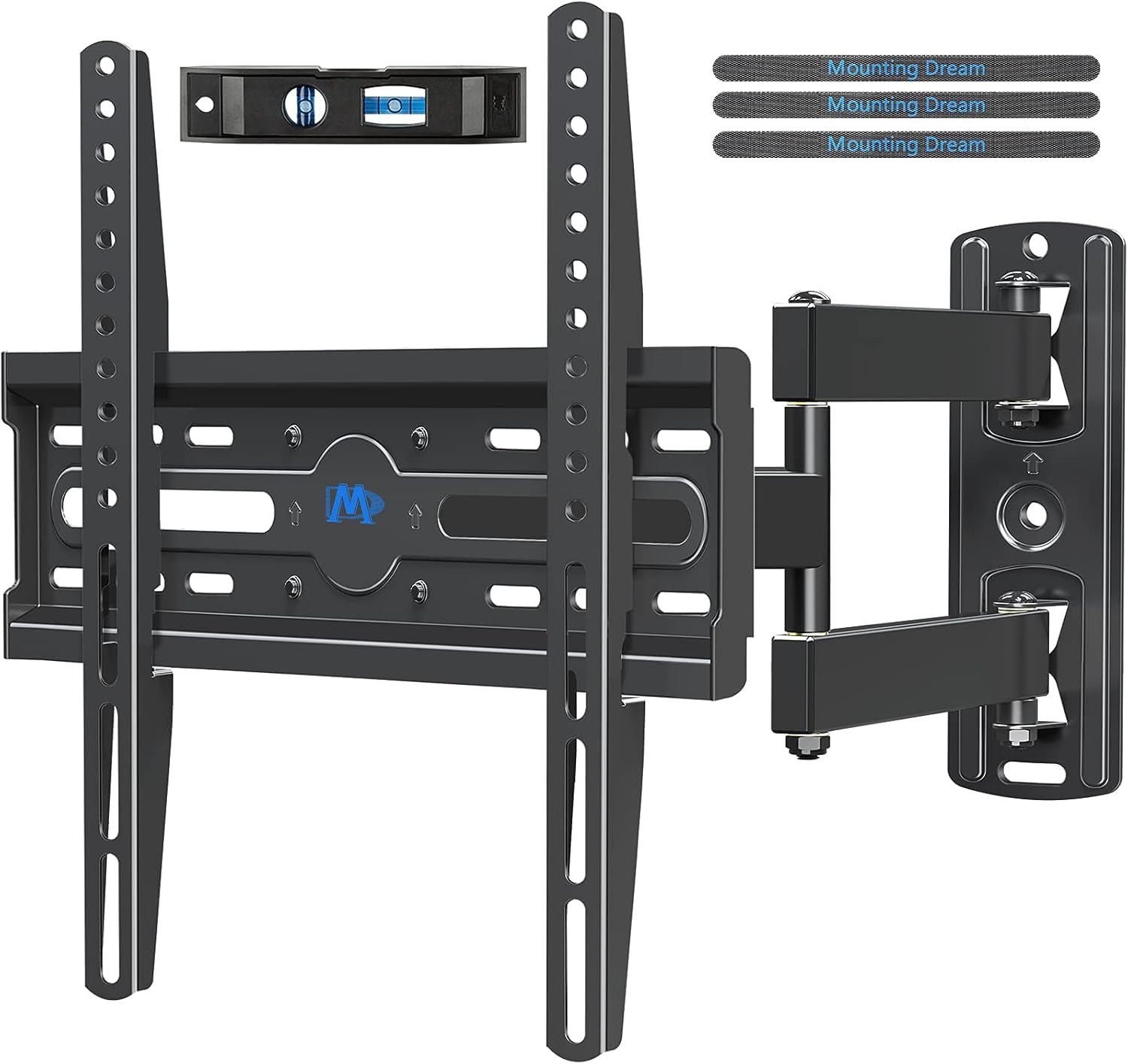 Mounting Dream Full Motion TV Wall Mount and Soundbar Bracket Bundle, TV Bracket for 26-55 Inch TVs, Max VESA 400x400mm and 60 LBS, Universal Soundbar Mount for Most Sound Bars Up to 26.5 LBS