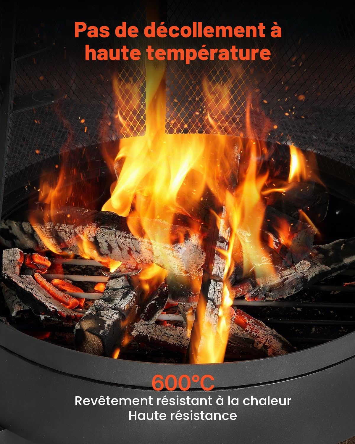 VEVOR Cheminée Extérieur, 508 mm, Poêle à Bois Conique Robuste pour Barbecue et Réchauffer, avec Grille, Couvercle de Cheminée Antirouille, pour Patio, Jardin, Arrière-Cour, Cuisson en Plein Air