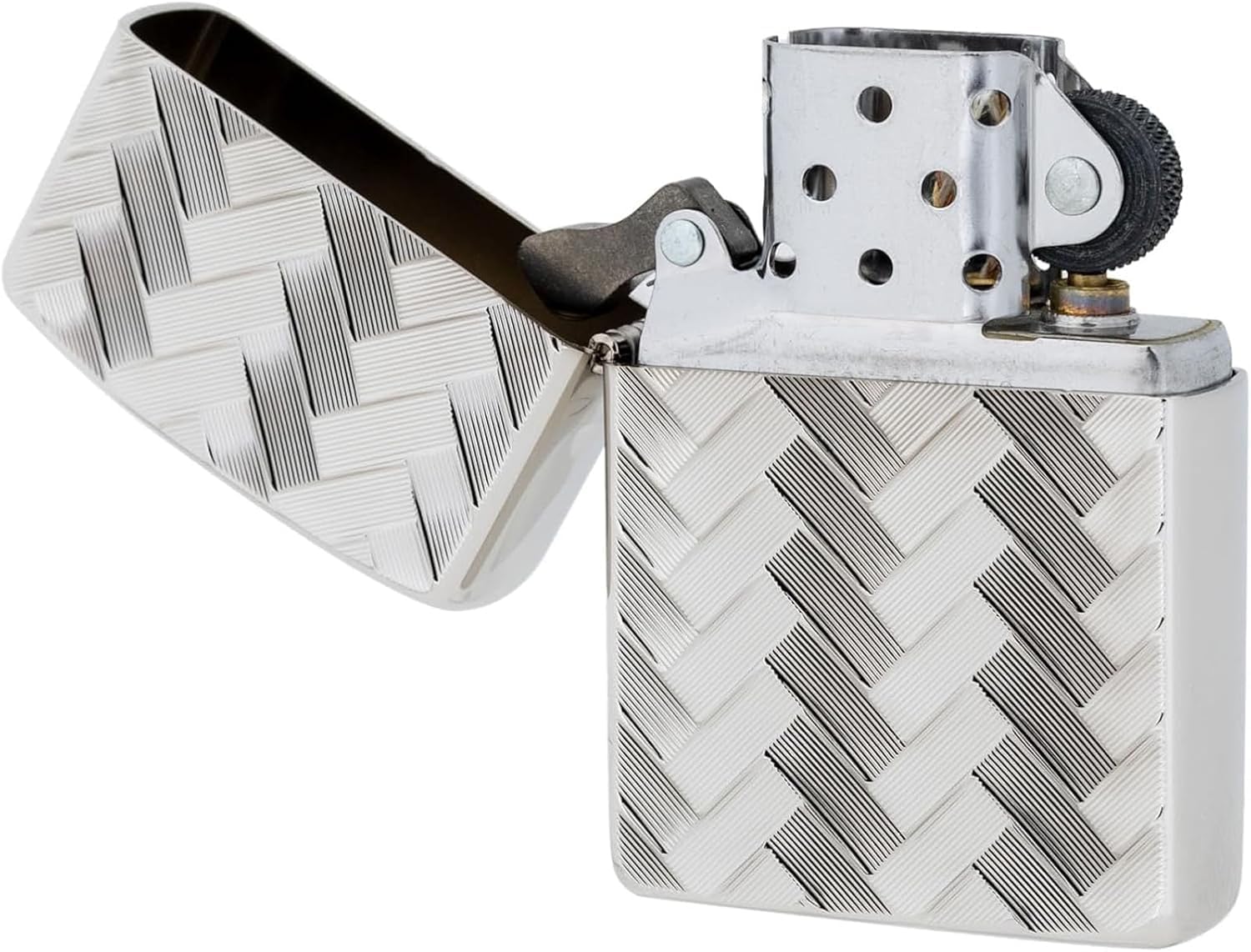 Zippo Lighter with Special Sticker, Windproof, Brass, Armor Zippo, Platinum Plate, Carved, Double-Sided, Silver, Gift