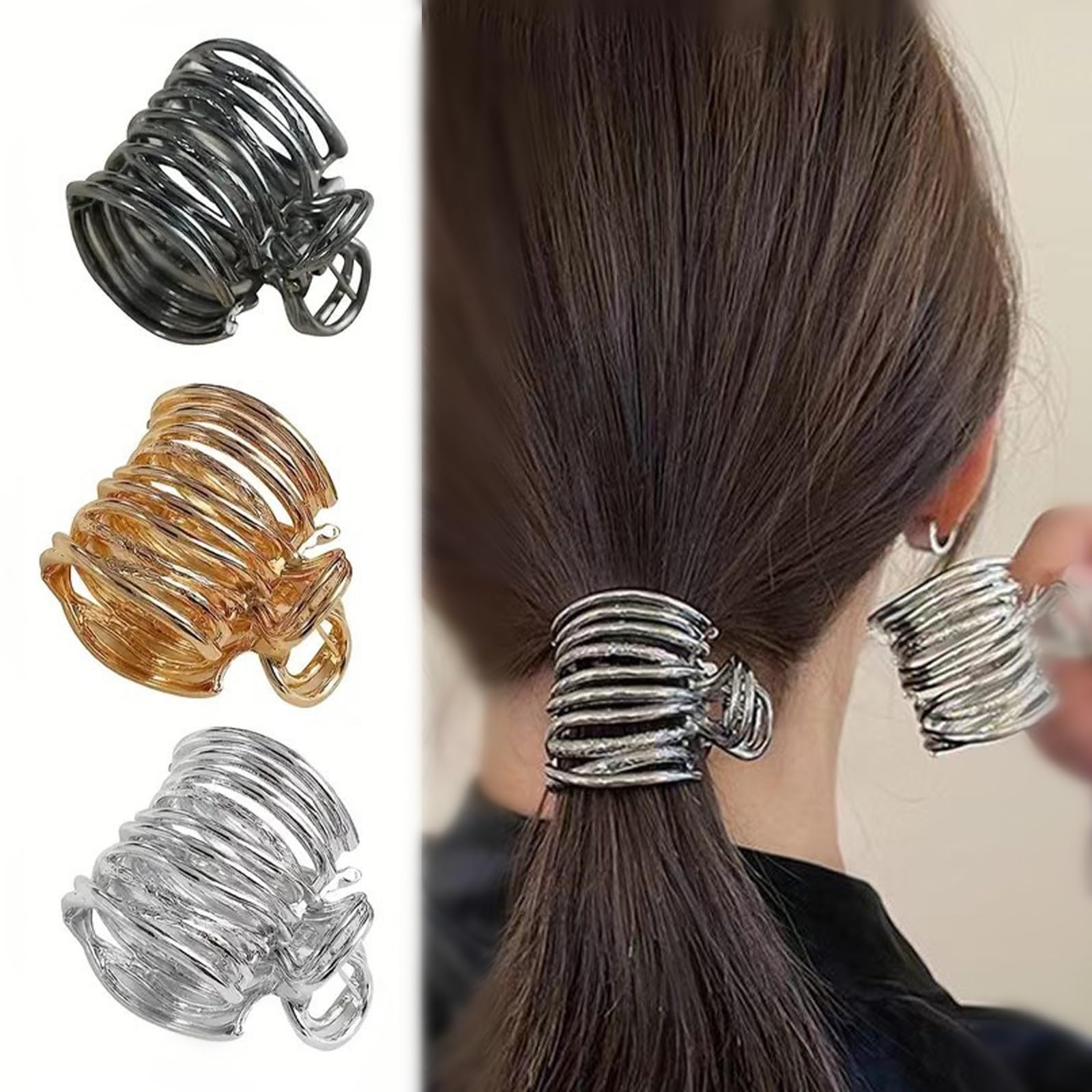 Clips de Metal para Coleta Alta, Pinzas Pelo Mujer Metal, Joyería Para El Cabello Clip, Pinzas Para El Cabello Medianas, Pinzas MetáLicas Antideslizantes Para Mujeres, Accesorios El Cabello Moda, 3PCS