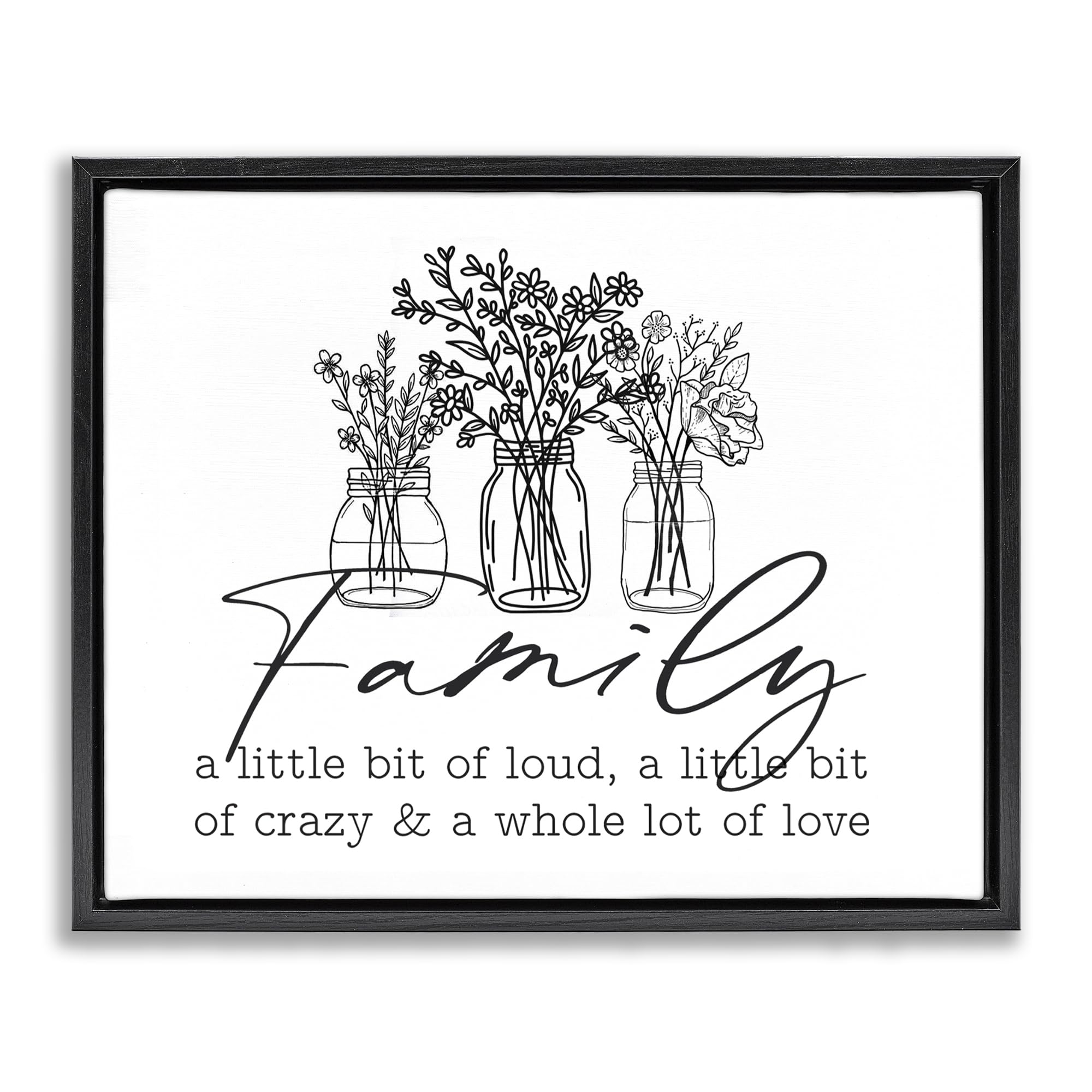 'Heartwarming Family Phrase Botanical Blossoms'| Floating Frame Canvas Art