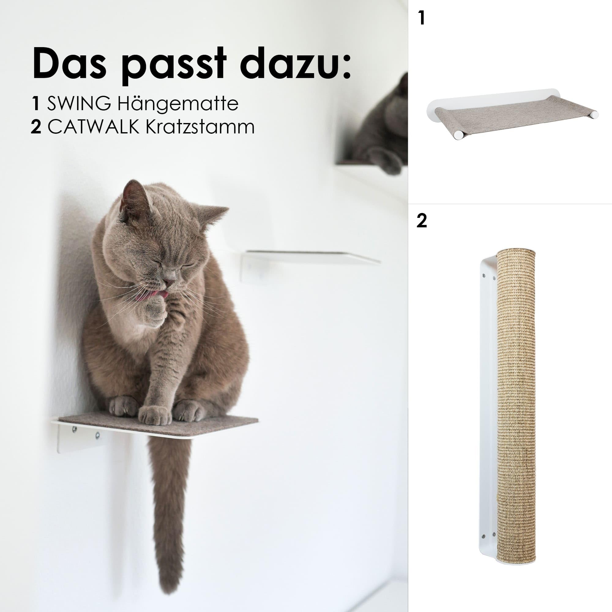 LucyBalu® Steps Katzentreppe mit Filzauflage I Wandstufen aus Metall 3er Set 18 x 18 cm I Katzenleiter für Wand I Filigrane Optik I für Katzen bis 7 kg I Weiß/Sand