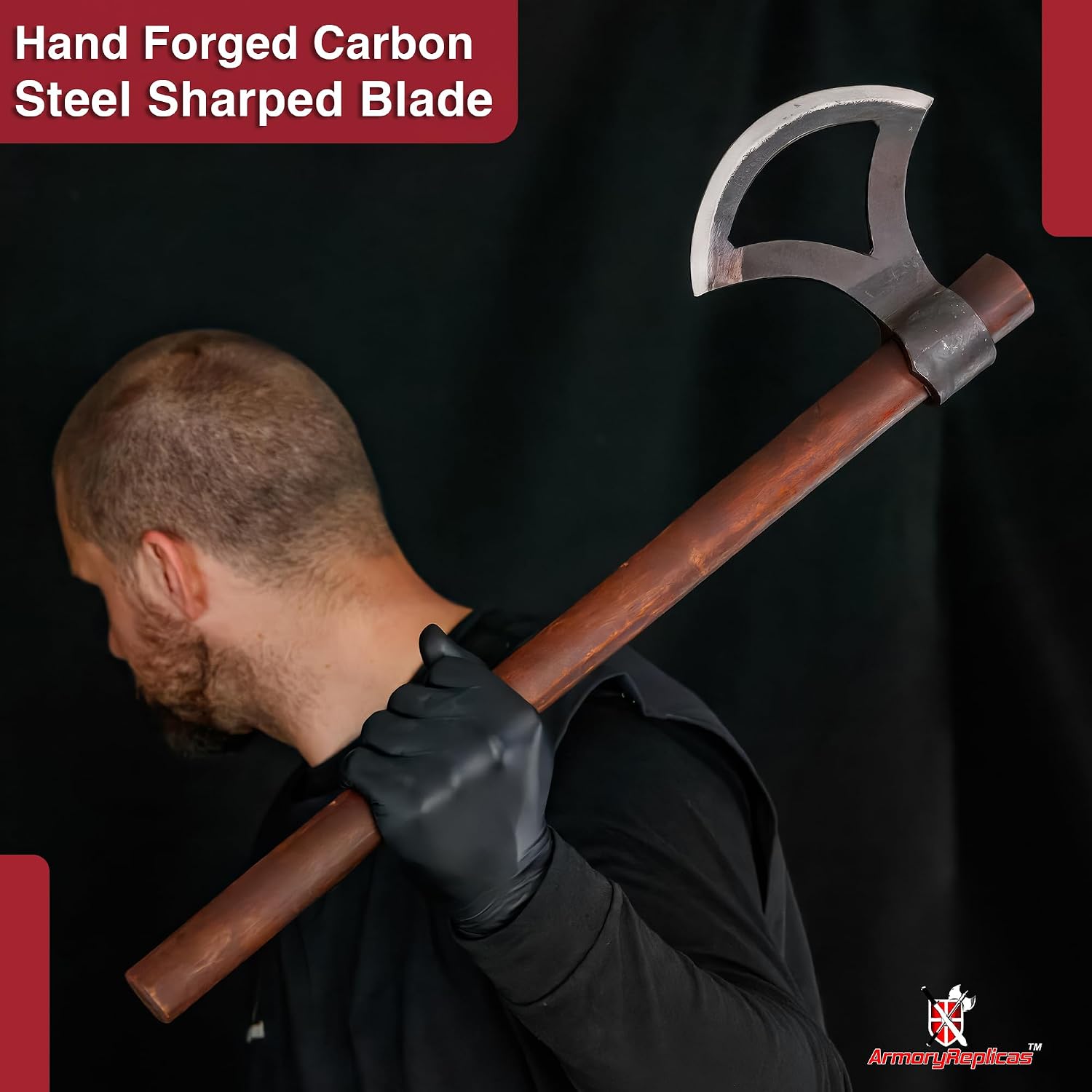 Armory Replicas™ Viking Battle Axe with Carbon Steel Blade, Weathered Finish & Sheesham Heart Wood Handle - 24 Inches