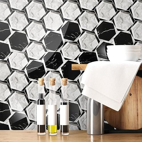 Miniatura 10 de QIMAY Papel tapiz autoadhesivo para cocina, extraíble, impermeable, para barthroom, cocina, encimera, gabinete, muebles, película de vinilo de 17.3