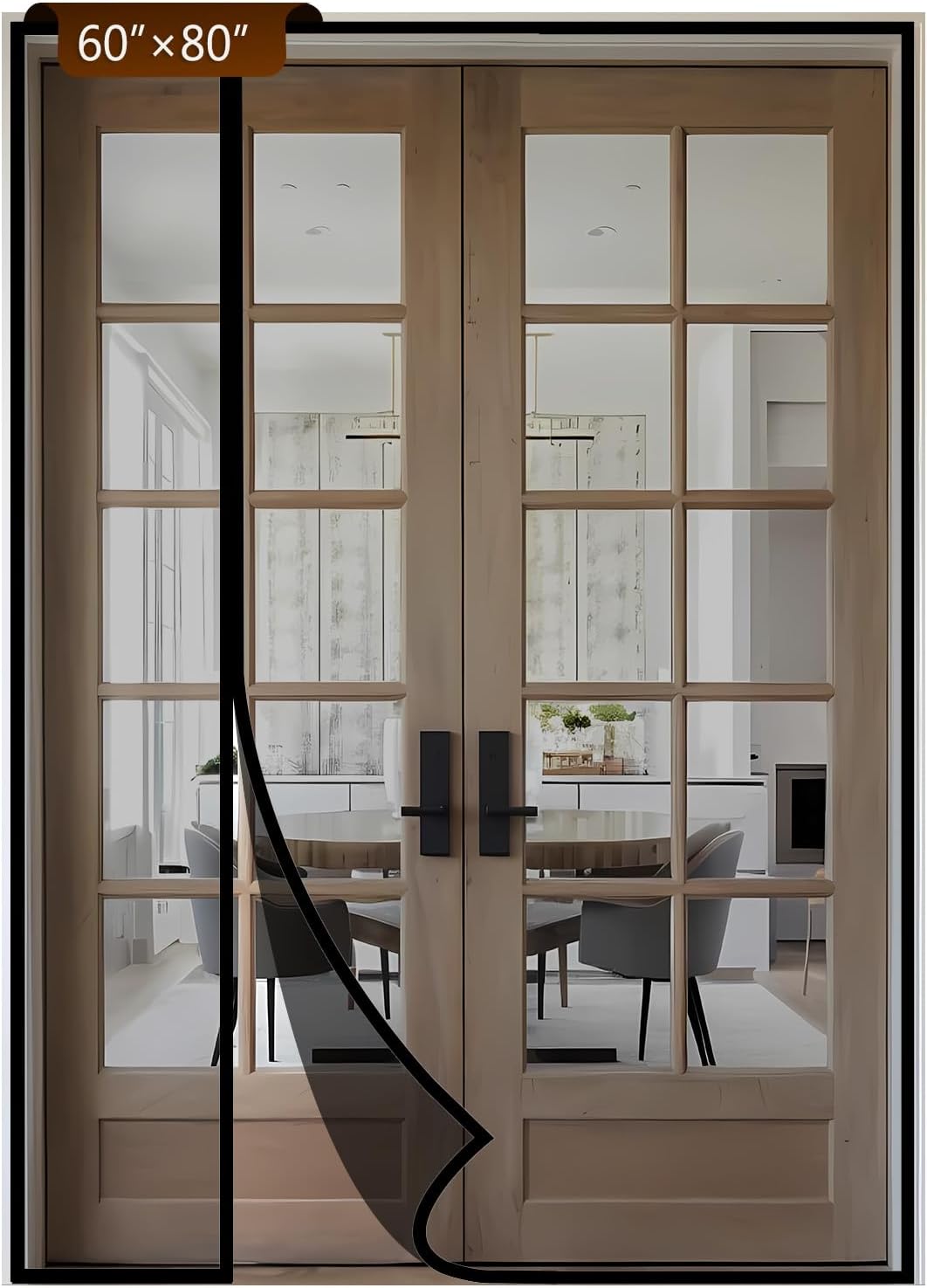 Reversible Side Opening Magnetic Screen Door for Sliding & French Doors,Upgraded PETG Mesh Anti-Tearing, Heavy Duty & Strong Magnetic, Pet and Kid Friendly - Screen Size 62"x82"