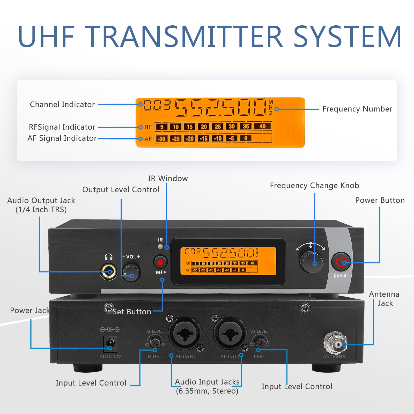 Sistema de monitor intraural UHF, paquete de 2