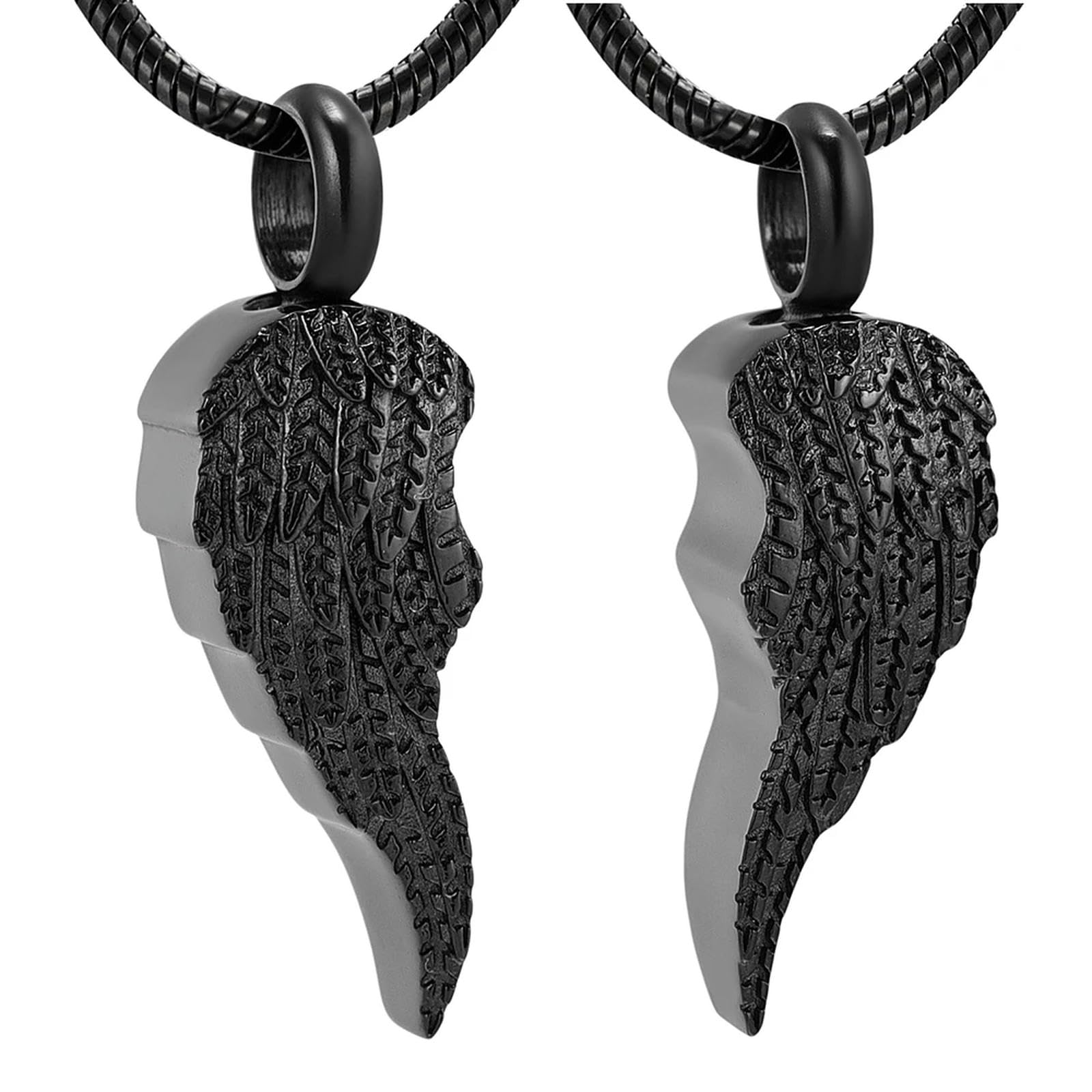 Pendentif urne funéraire aile en acier inoxydable noir de haute qualité
