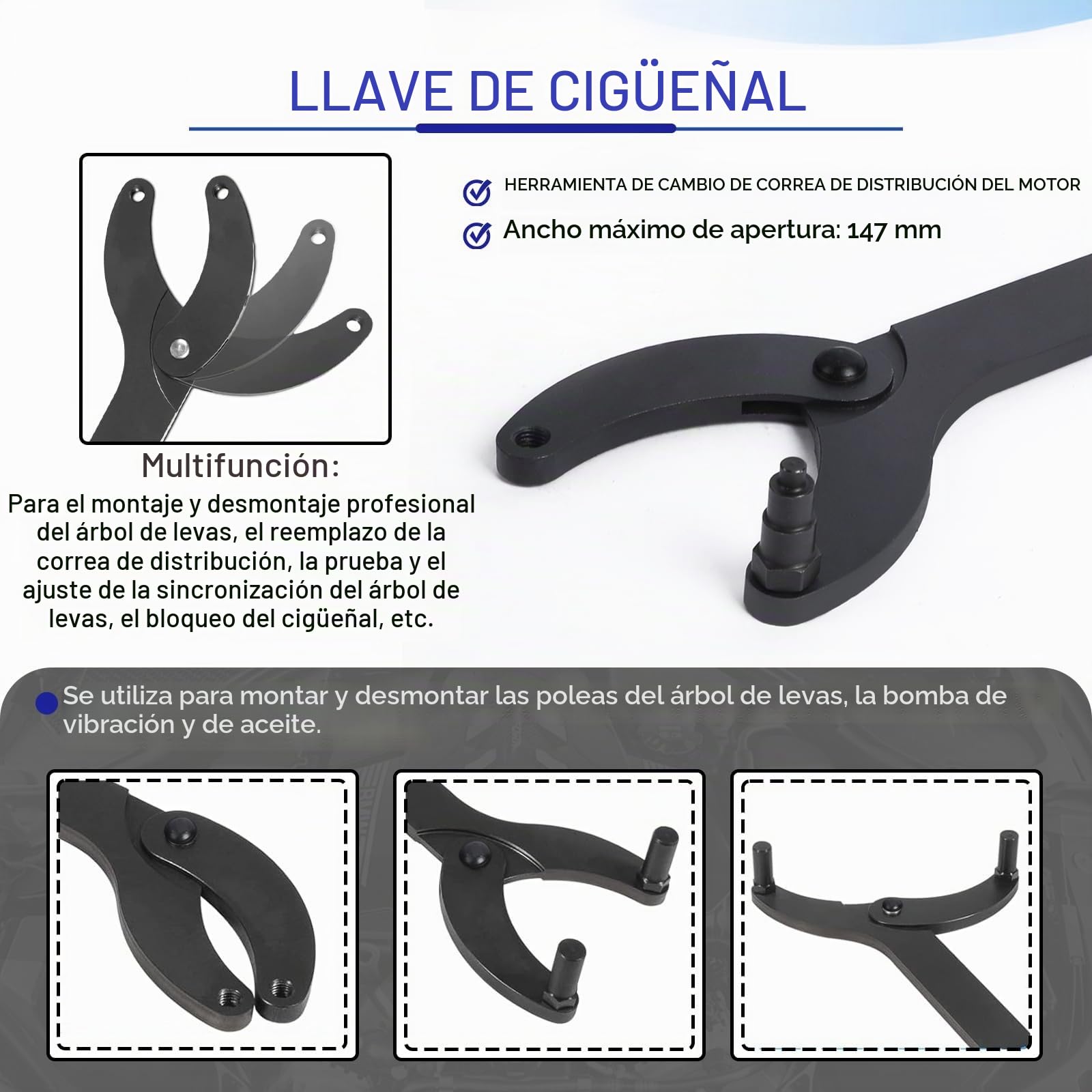 MRCARTOOL Herramientas de Árbol de Levas Automotriz T10172A T10554 Árbol de Levas de Retención Juego de Herramientas Árbol de Levas Cigüeñal Llave para VAG Compatible con V.W con Skoda