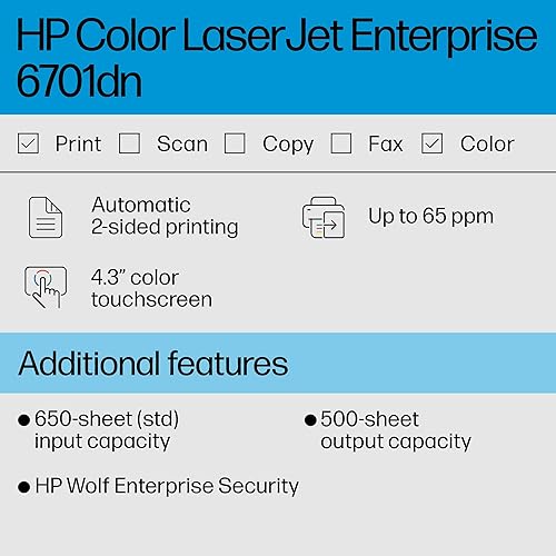Miniatura 2 de HP Impresora Color LaserJet Enterprise 6701dn, mejor para negocios, (58M42A)