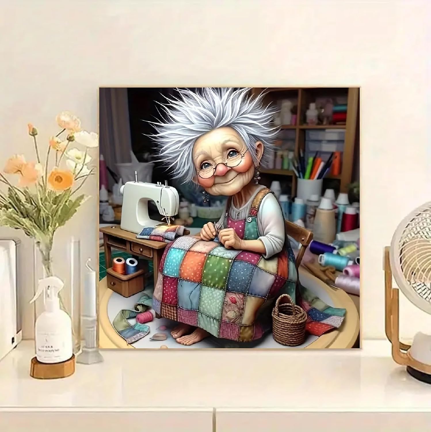 JFYHAB DIY Diamond Art Kits for Adults,Diamond Painting Kits for Adults, Cartoon Grandma Full Drill Diamond Paintings for Beginners, 5D Paint with Diamonds Pictures Gem DIY Crafts Kits 12X12 Inch