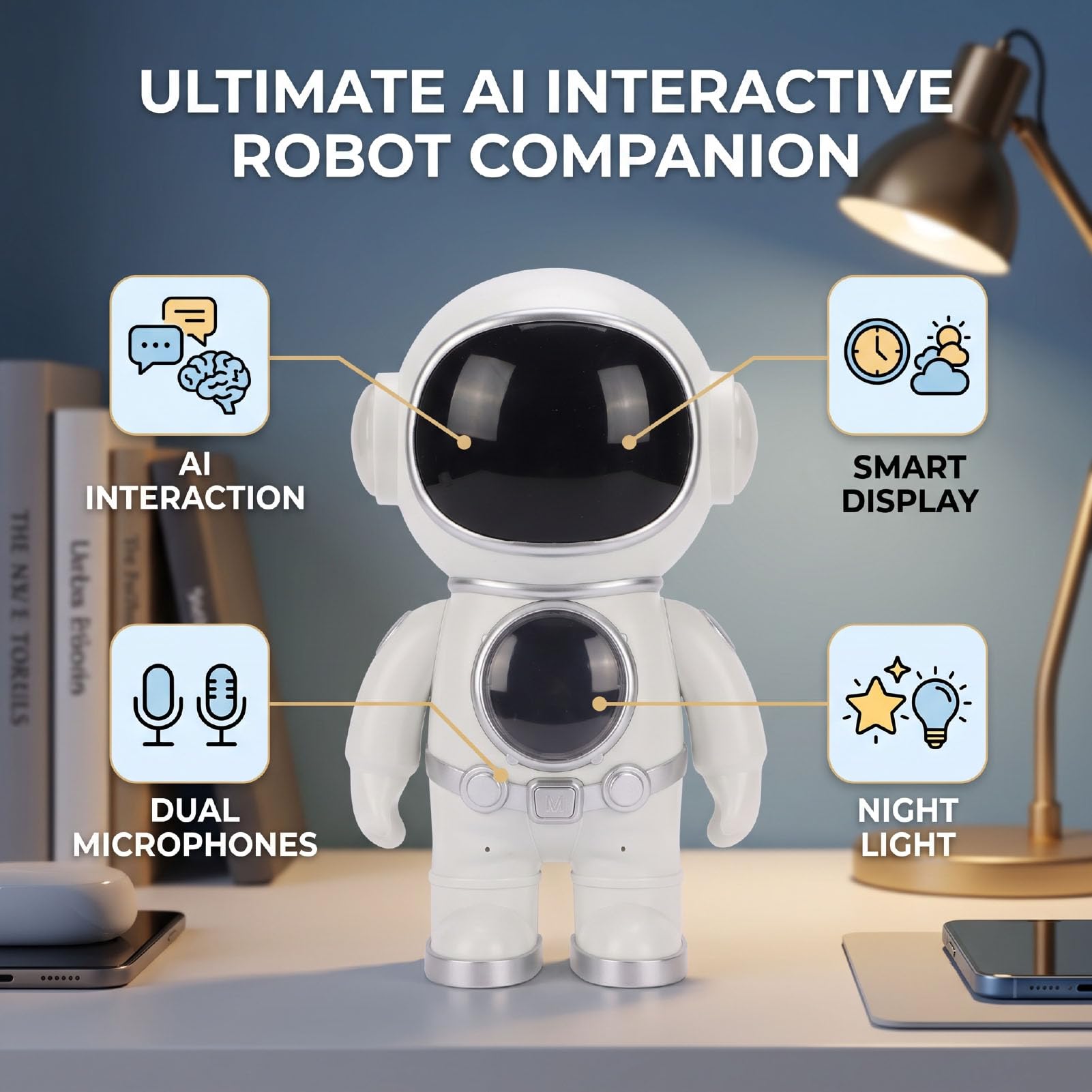 Naroote Robot Escritorio Interactivo Voz & App Control Asistente